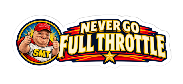 never go full throttle — bumper decal